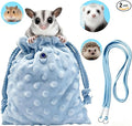 Sugar Glider Bonding Pouch Portable Drawstring Pouch Soft Sleeping Bag with Blue Braided Ribbon Small Animal Carrier- Hedgehog Hamster Ferret (Blue)