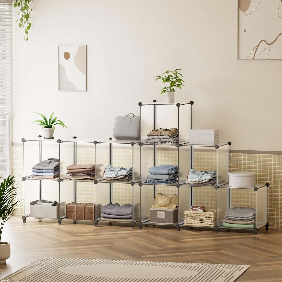 HOMIDEC 6-Cube Storage Organizer, Closet Organizer Storage Shelf Bookcase Bookshelf with Metal Hammer, Storage Cubes Organizer Cabinet for Kids, Closet, Bedroom, Bathroom, (11.8x11.8x11.8 inch)