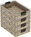 SIDIO Quarter Crate 4 Pack of Stackable Storage Bins - Organizer Bins with Dividers for Garage Organization, Home Storage - Heavy Duty Plastic Containers - 19.16” x 12.75”x 4.57” (Tan)