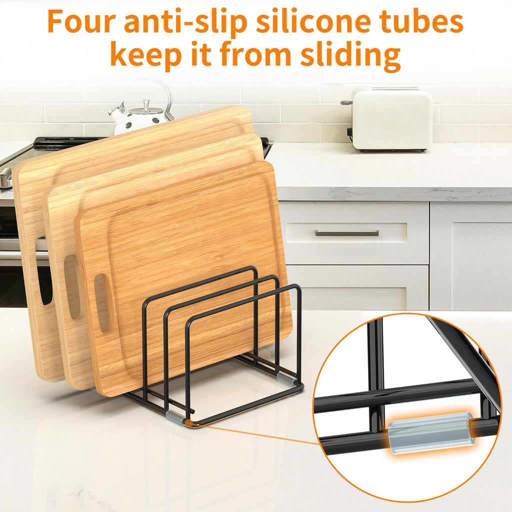 2-Pack Medium Black Cutting Board Racks, Kitchen Cabinet Organizer, 5 Tiered Shelves for Baking Trays, Cutting Boards, Cookie Sheets, Muffin Pans
