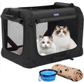 Petprsco Large Cat Carrier for 2 Cats Small Medium Dogs, Soft Pet Carrier 24x17x17 for Traveling with Warm Blanket Foldable Bowl and Washable Pad