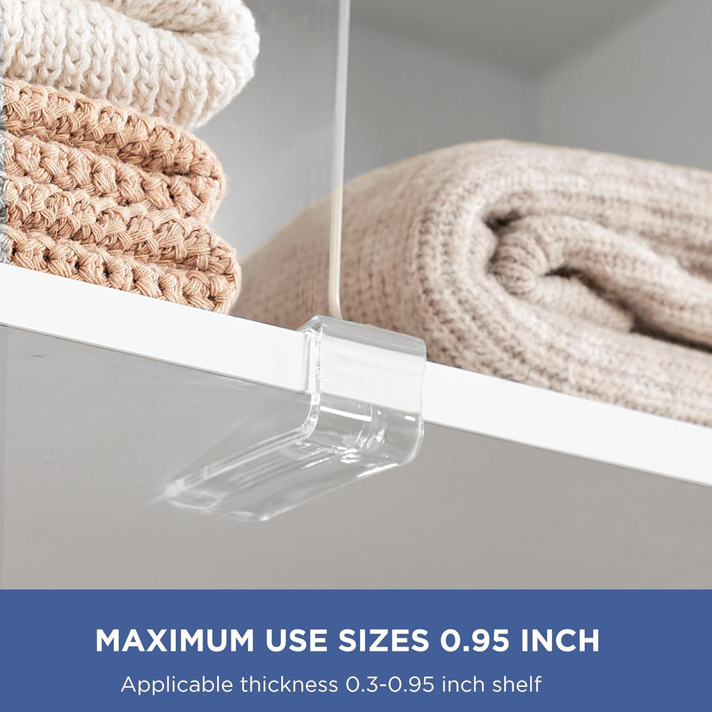 HBlife 16 Pack Clear Shelf Dividers, Vertical Purse Organizer for Closet Perfect for Sweater, Shirts, Handbags in Bedroom and Kitchen, Adjustable Acrylic Bookshelf for Organization
