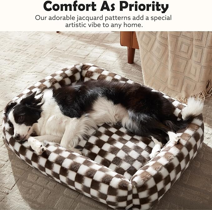 JOEJOY XL Dog Beds Large Sized Dog, Rectangle Washable Orthopedic Corduroy Fleece Pet Bed with Removable Zipper Cover, Cute Soft Calming Puppy Bed with Non Skid Bottom