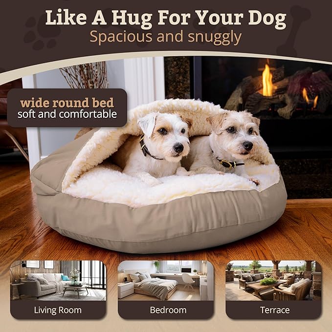 Snoozer Luxury Microsuede Cozy Cave Pet Bed, Small, Buckskin
