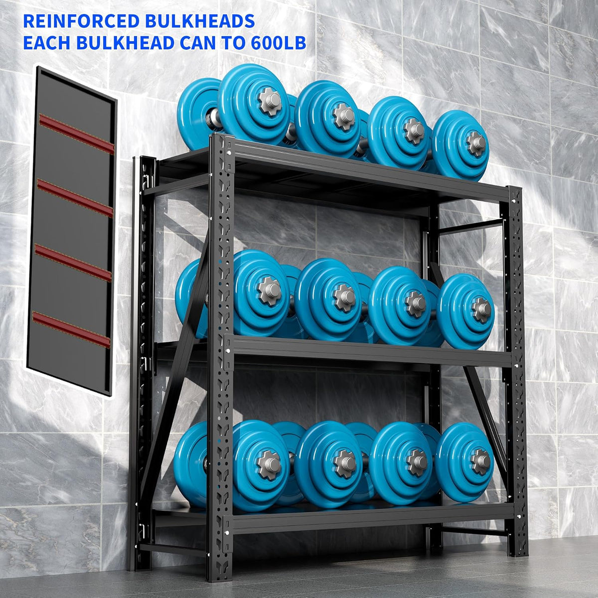 2 Sets Garage Shelving Unit Rustproof 50“W Heavy Duty Storage Shelves Easy Assembly 3 Tier Adjustable Metal Steel Utility Shelf Rack Garage Storage Organize for Tools Basement,Warehouse