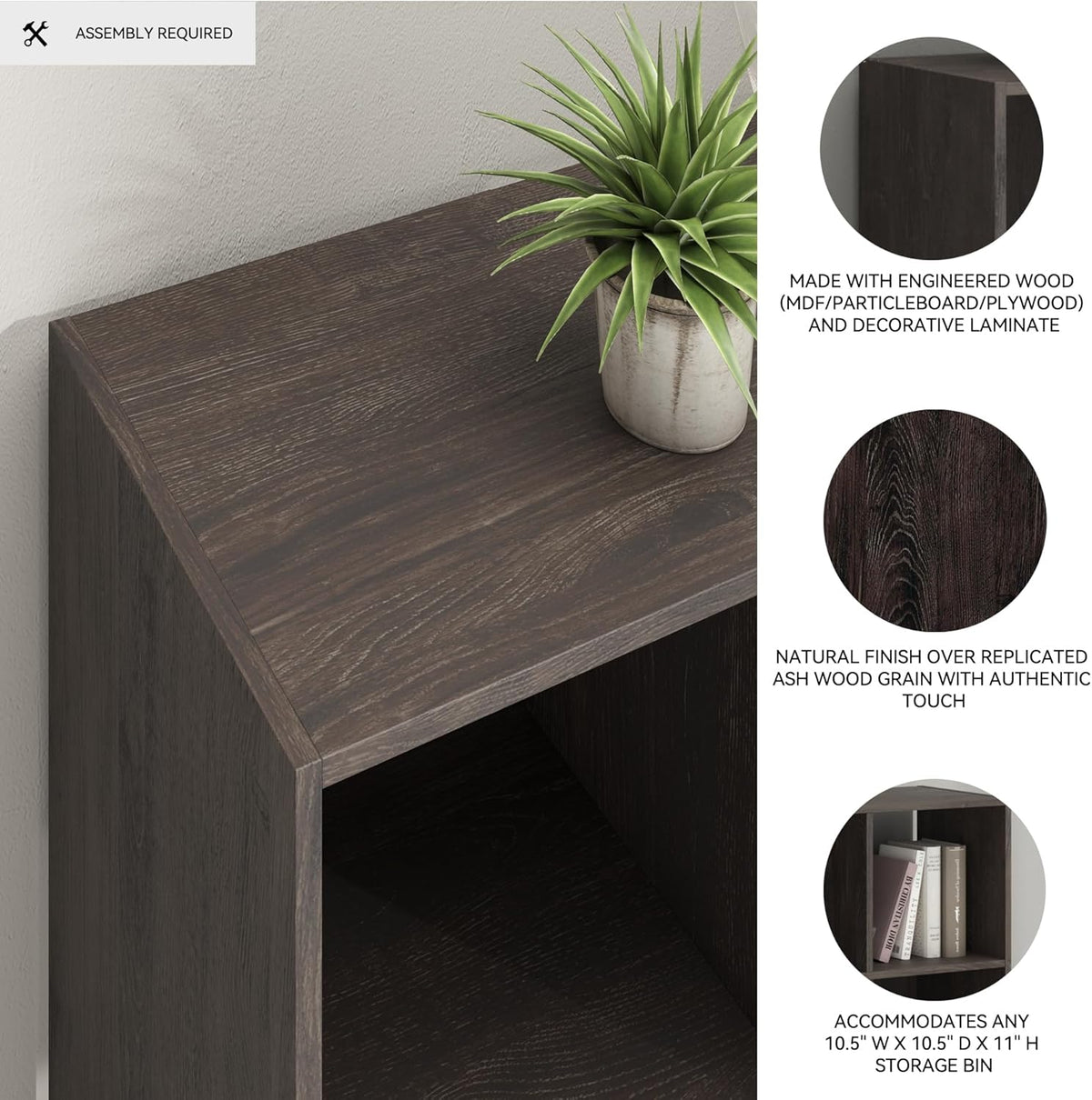 Signature Design by Ashley Piperton 8 Cube Storage Organizer or Bookcase, Charcoal