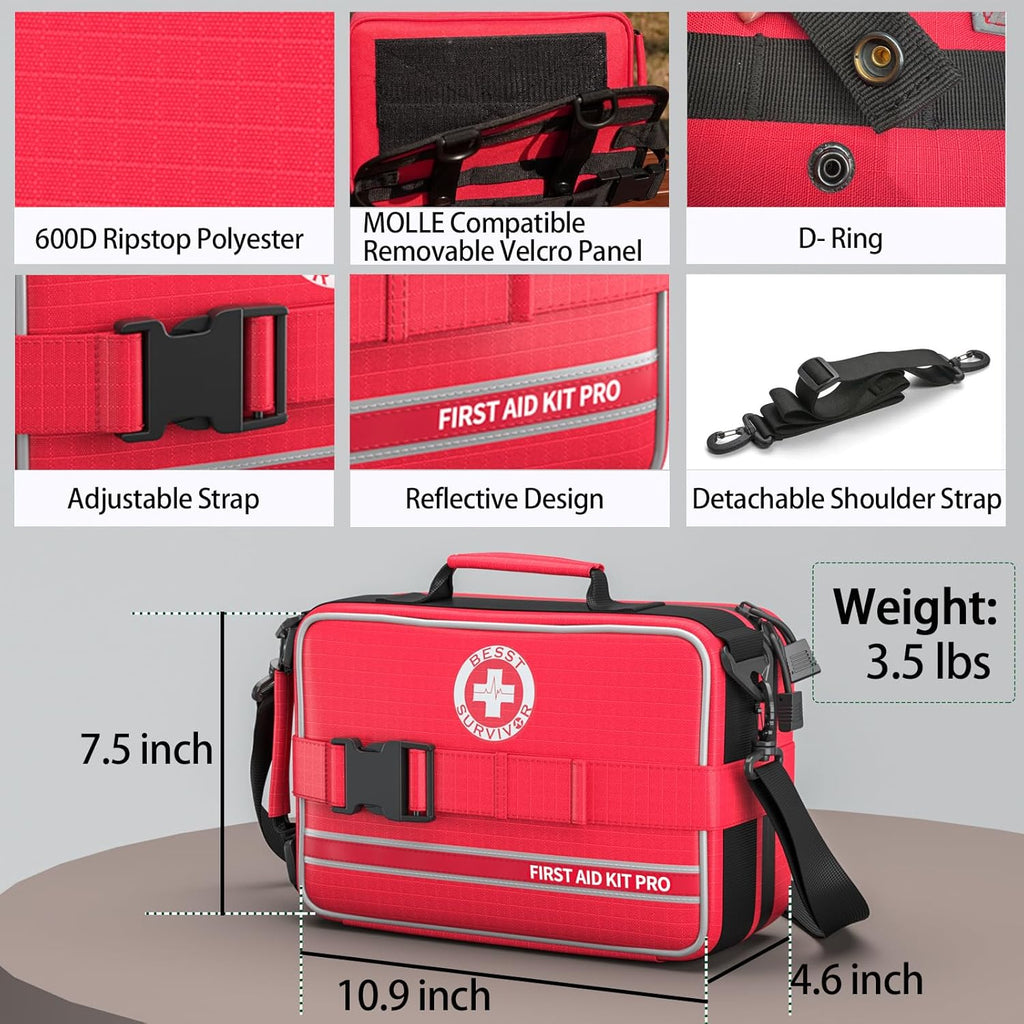 Comprehensive First Aid Kit for Home, Premium Emergency Trauma Kits with Shoulder Strap for Car Camping Gear, Waterproof Survival Kit, Home Essentials, Outdoor Emergency Medical Supplies -324 Piece