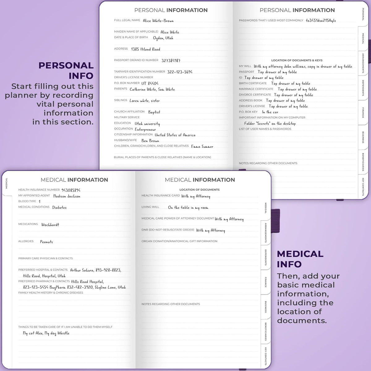 Clever Fox End of Life Planner – Final Arrangements Organizer for Beneficiary, Will Preparation, Last Wishes & Funeral Planning, A5 (Purple)