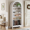 70" Tall Arched Shoe Cabinet, 7-Tier Shoe Rack with 3 Adjustable Shelves, Large Freestanding Shoe Organizer for Entryway, Closet, Hallway, Living Room (Arctic White)