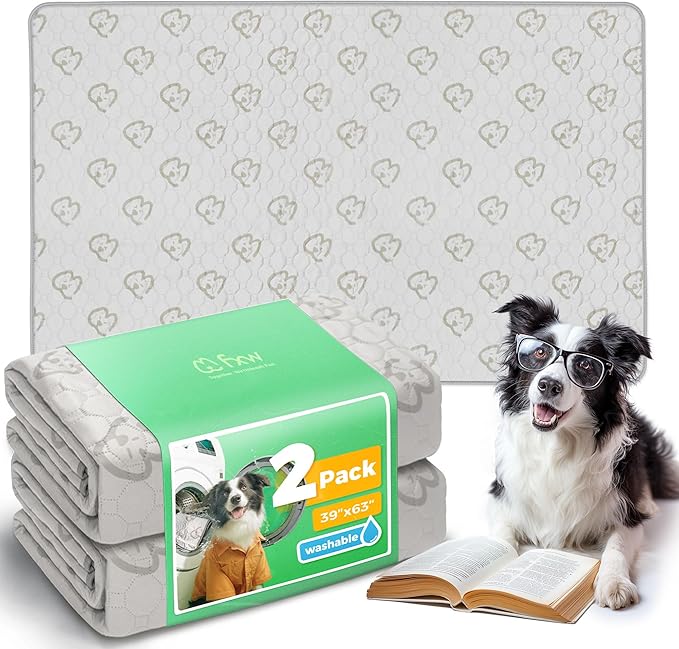 FXW Washable Pee Pads for Dogs, Puppy Pads with Super Absorbent, Specifically Designed for FXW Rollick/Homeplus 24inch 6 Panels Dog Playpen, 39" x 63" Rectangle, Khaki, 2 Packs