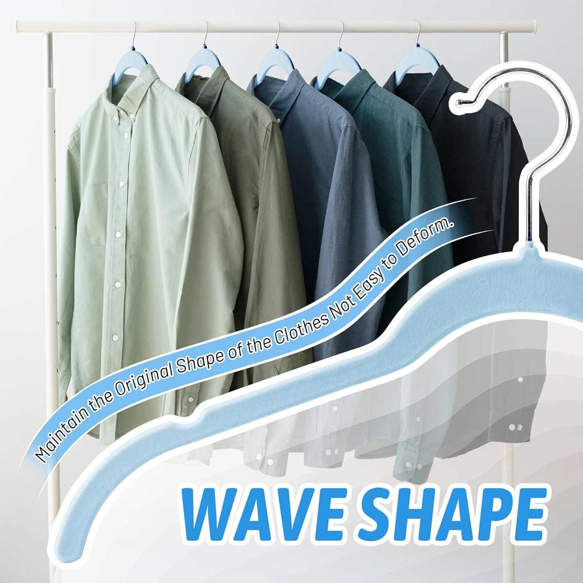 30 Pack Velvet Hangers – Premium Non-Slip Slim Clothes Hangers with 360° Swivel Hook, Space-Saving Flocked Shirt Hangers for Coats, Dresses, Blouses, Suits(Blue)
