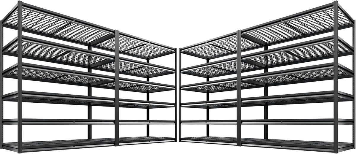 REIBII 3500LBS Garage Shelving, Adjustable Storage Shelves Heavy Duty, 6 Tier Heavy Duty Shelving, Metal Shelving Unit for Warehouse, Basement, Industrial, 55" W x 26" D x 84" H, Black, 4 Pack