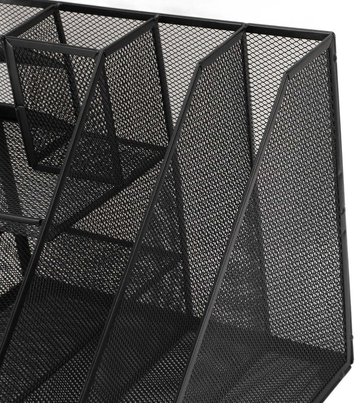 Metal Mesh Desk Organizer, Multifunctional Pen Holder & Office Supplies Organizer with Durable Lightweight Black Iron Design