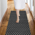 Custom Size Backed Non-Slip Area Rugs Runner, Easy Clean, Waterproof Runner Rugs for Hallway Entryway, Kitchen, Laundry, 2FT x 69FT, Gray Checkered