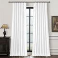 Solid White Blackout Linen Curtains 96 Inches Long