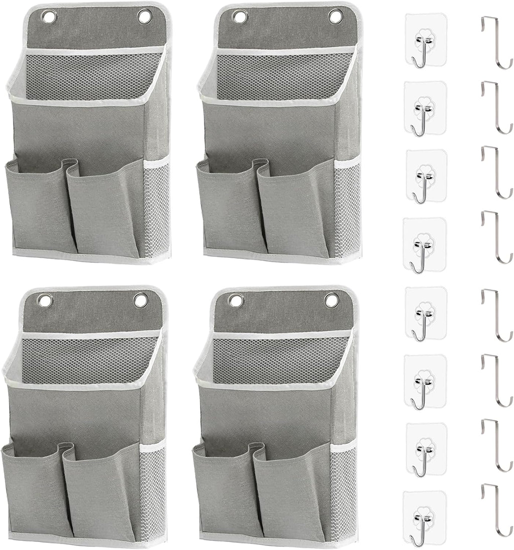 Hanging Basket for Organizing, Wall Organizer with Pockets and Over The Door Organizer，Can for Home, Closet, Office and Camper (4 Grey)
