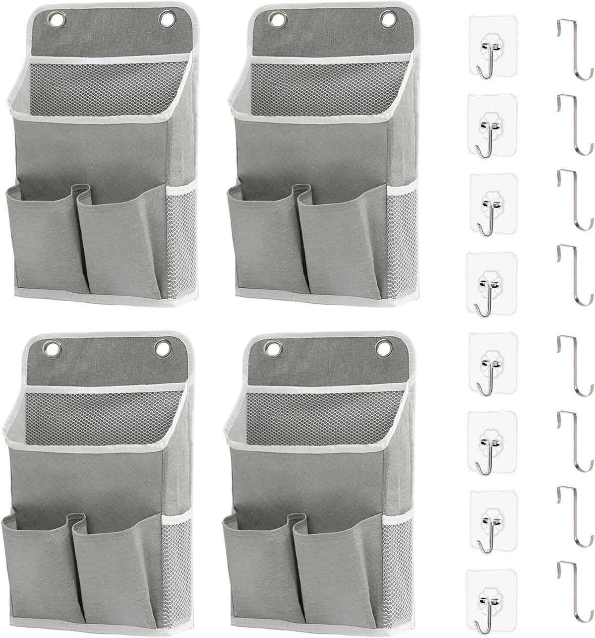 Hanging Basket for Organizing, Wall Organizer with Pockets and Over The Door Organizer，Can for Home, Closet, Office and Camper (4 Grey)