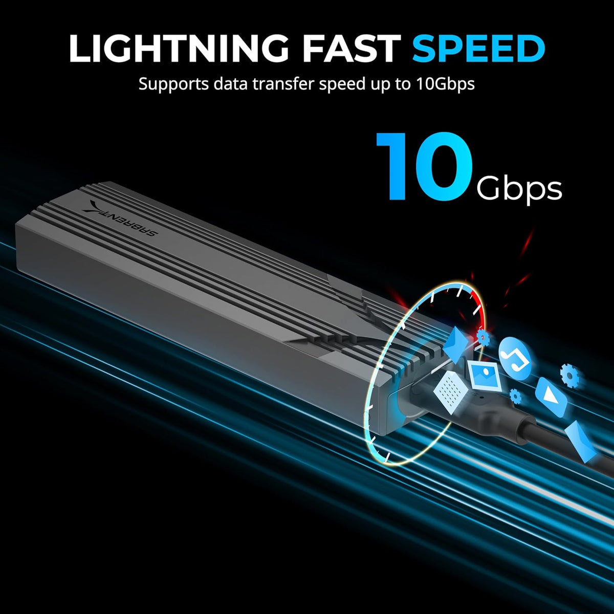 SABRENT USB C NVMe Enclosure, Tool-Free M.2 SSD Case for 2230-2280, 10Gbps USB 3.2 Gen 2 Adapter, Aluminum Cooling, External M.2 Drive Enclosure for NVMe SSDs (EC-PNVO)