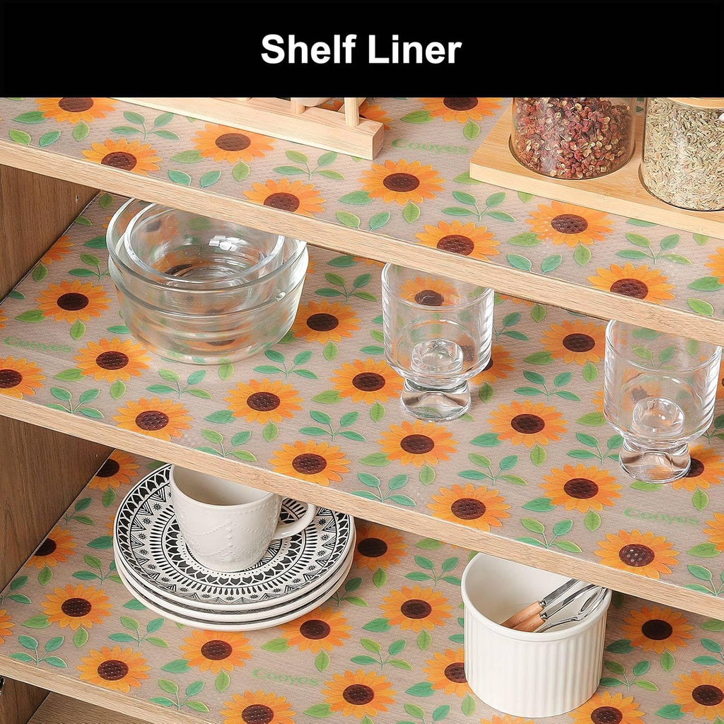Cooyes Shelf Liner – Premium Non-Adhesive Cabinet & Drawer Liner for Kitchen – Waterproof Shelf Paper with Modern Pattern – Durable EVA Cabinet Mat – Easy to Cut （11.8" W x 360" L）