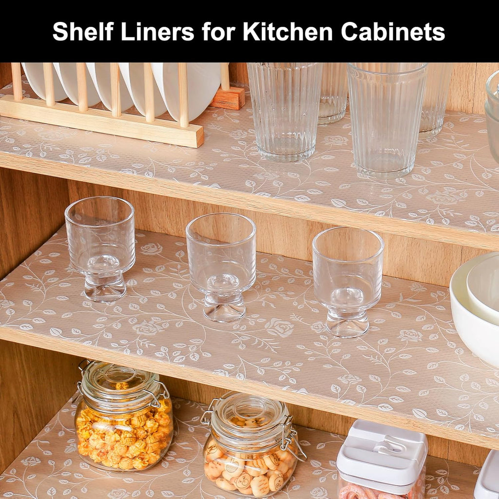 Cooyes Shelf Liner – Premium Non-Adhesive Cabinet & Drawer Liner for Kitchen – Waterproof Shelf Paper with Modern Pattern – Durable EVA Cabinet Mat – Easy to Cut （23.6" W x 118" L）