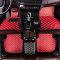 MELKEN Custom Fit Leather Car Floor Mats for 95% of Cars Full Coverage Floor Liners Car Mats (Black Red)