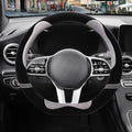 14 inch Furry Cute D Shaped Steering Wheel Cover, Soft Fluffy Short Plush Auto Accessories, Non-Slip Cold-Proof Sweat-Proof Colorfast(Black with Gray)