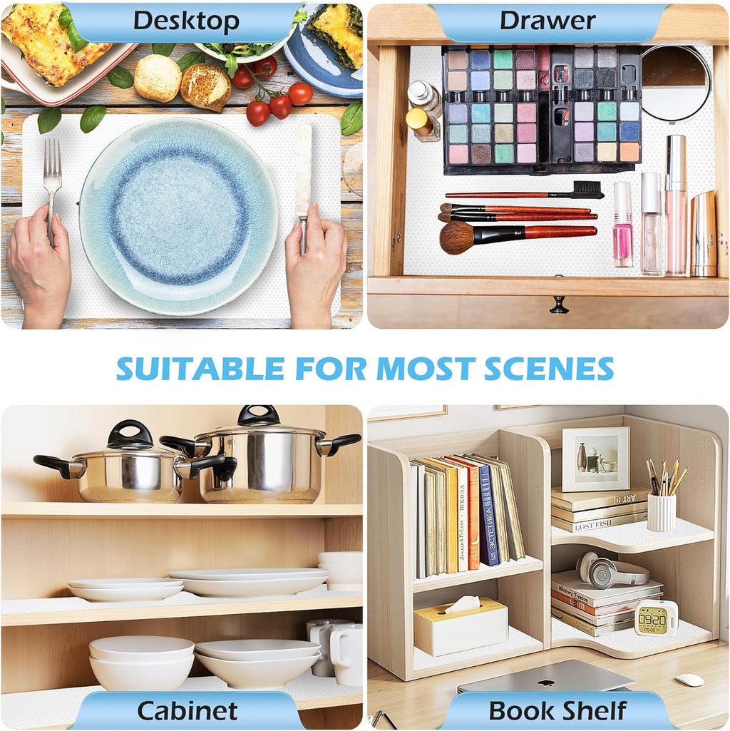 Drawer Liners, Waterproof Shelf Liner, Anti-Slip Non-Adhesive BPA Free Kitchen Cupboard Cabinet Liner Refridge Fridge Mats Sink Protector Strong Durable for Home (White/11.8in x 20Ft)