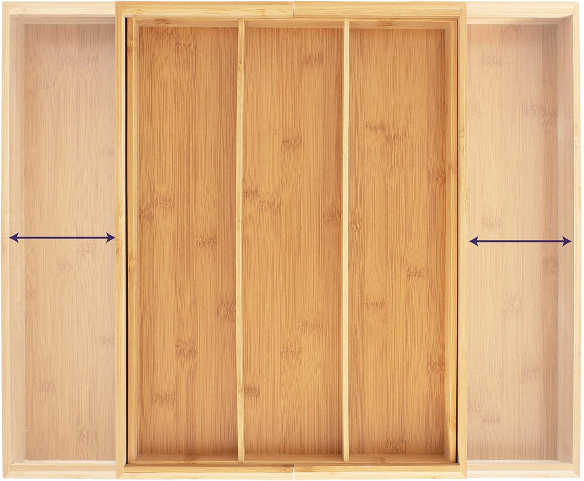 Totally Bamboo Expandable 5-Compartment Drawer Organizer, Expands from 13 to 22" Wide