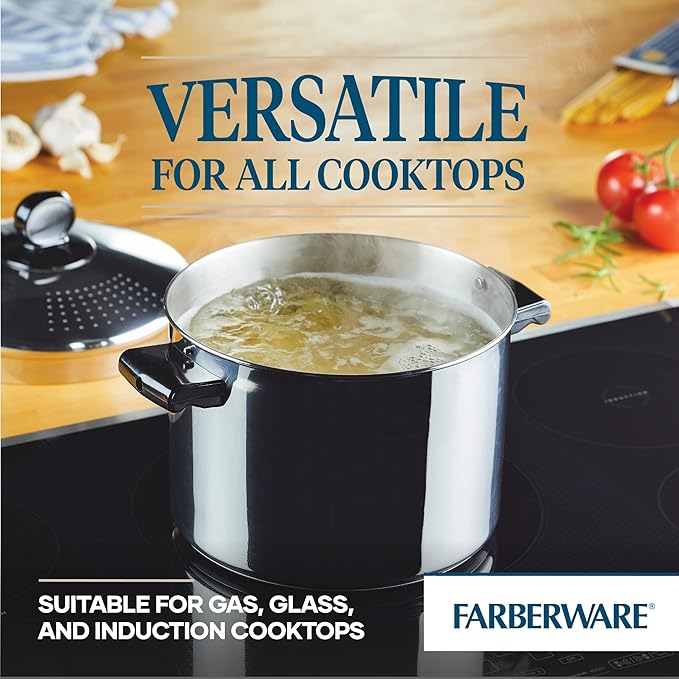 Farberware 70755 Classic Series Stainless Steel 8-Quart Covered Straining