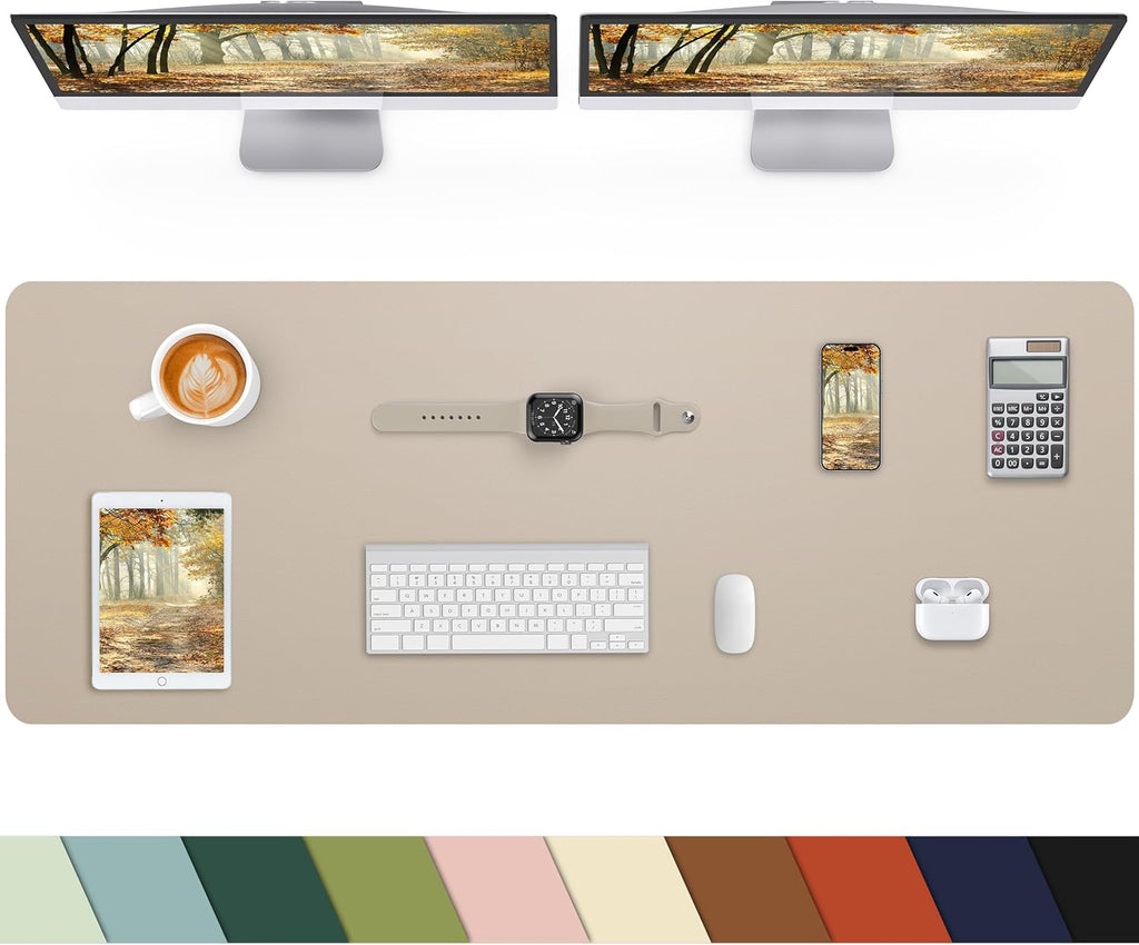 Non-Slip Desk mat,PULeather Desk Pad Protector, Office Desk Mat, Large Mouse Pad,Desk Blotter, Laptop Desk Pad, Waterproof Desk Writing Pad for Office and Home (Apricot, 40" x 17")