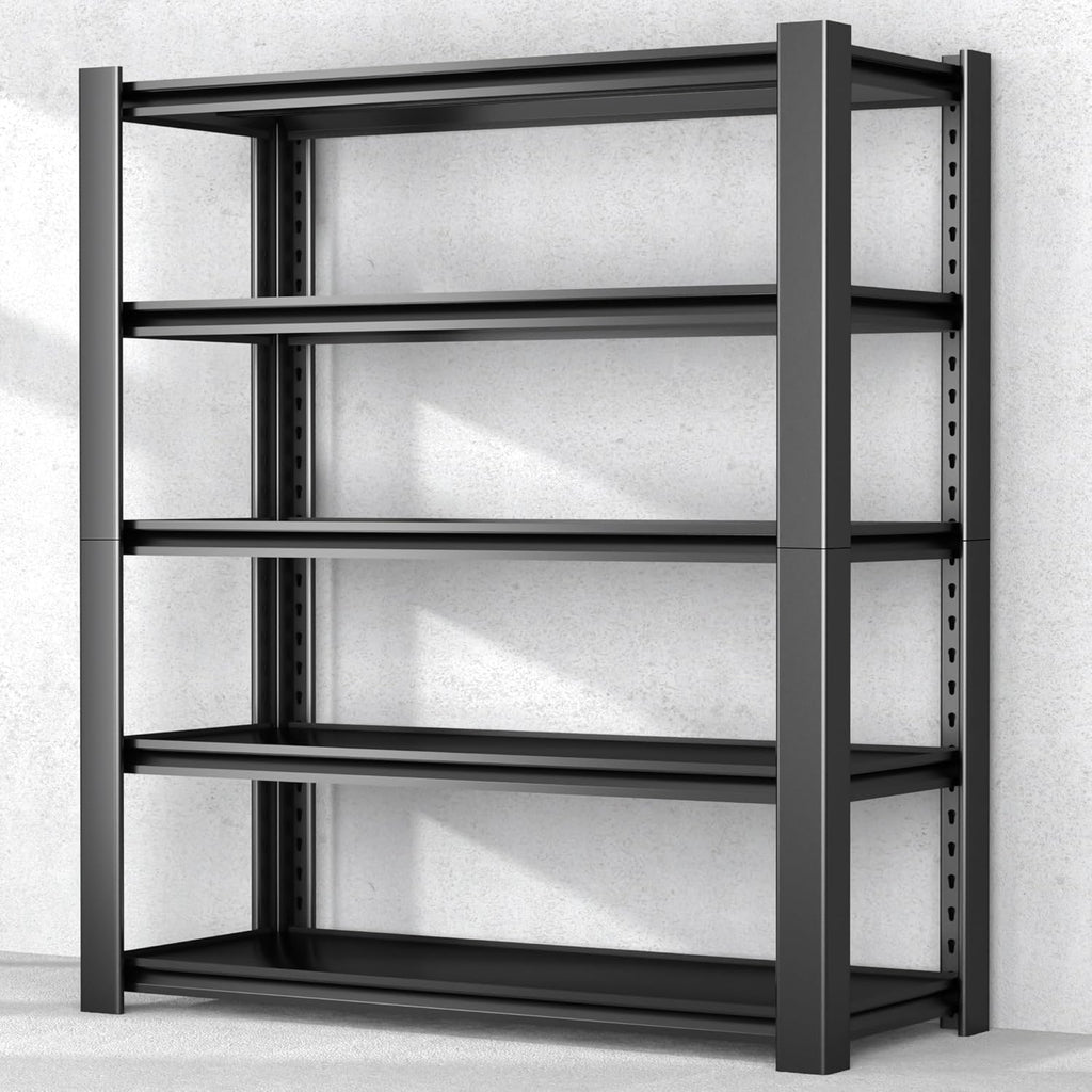 5-Tier Garage Shelving Heavy Duty, 3000 LBS Capacity Metal Storage Rack 24" D x 60" W x 76" H, Adjustable Steel Shelves Unit for Garage, Warehouse, Basement, Pantry, Workshop.1 Pack