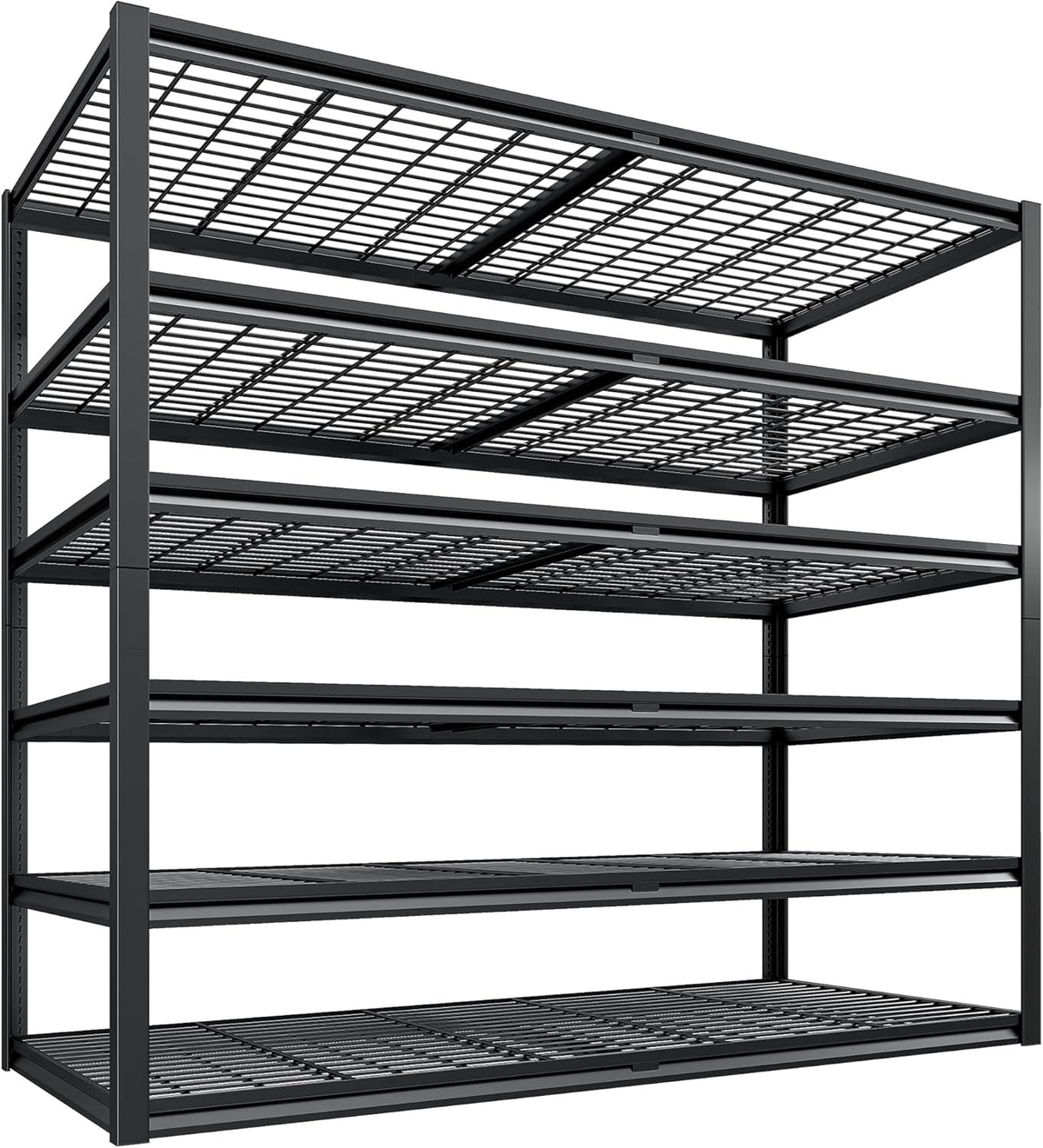 REIBII 3500LBS Garage Shelving, Adjustable Storage Shelves Heavy Duty, 6 Tier Heavy Duty Shelving, Metal Shelving Unit for Warehouse, Basement, Industrial, 55" W x 26" D x 84" H, Black
