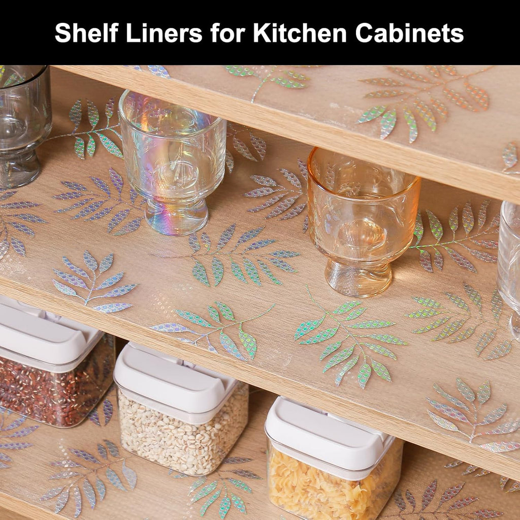 Cooyes Shelf Liner – Premium Non-Adhesive Cabinet & Drawer Liner for Kitchen – Waterproof Shelf Paper with Modern Pattern – Durable EVA Cabinet Mat – Easy to Cut （17.5" W x 360" L）