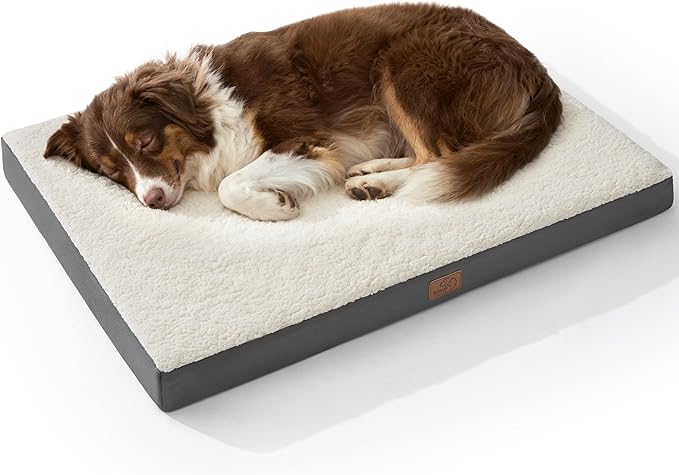 Bedsure Dog Beds Large Sized Dog - Comfy Flat Pet Beds with Removable Washable Cover, Orthopedic Egg Crate Foam Puppy Mat, Suitable for Pet Up to 65 lbs