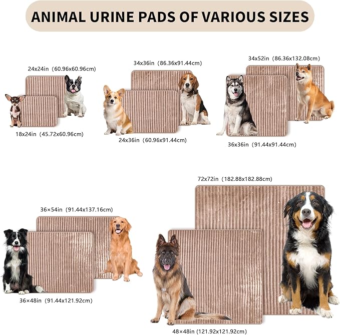 Dog Crate Mat, 2 Pack 36"×54" Flannel Washable Pet Mat for Dogs and Cats, Non-Slip Pet Pad for Kennel Training, Absorbs Urine and Waterproof Pad for Sofa Bed Crate Kennel Car Seat Floor（Khaki）