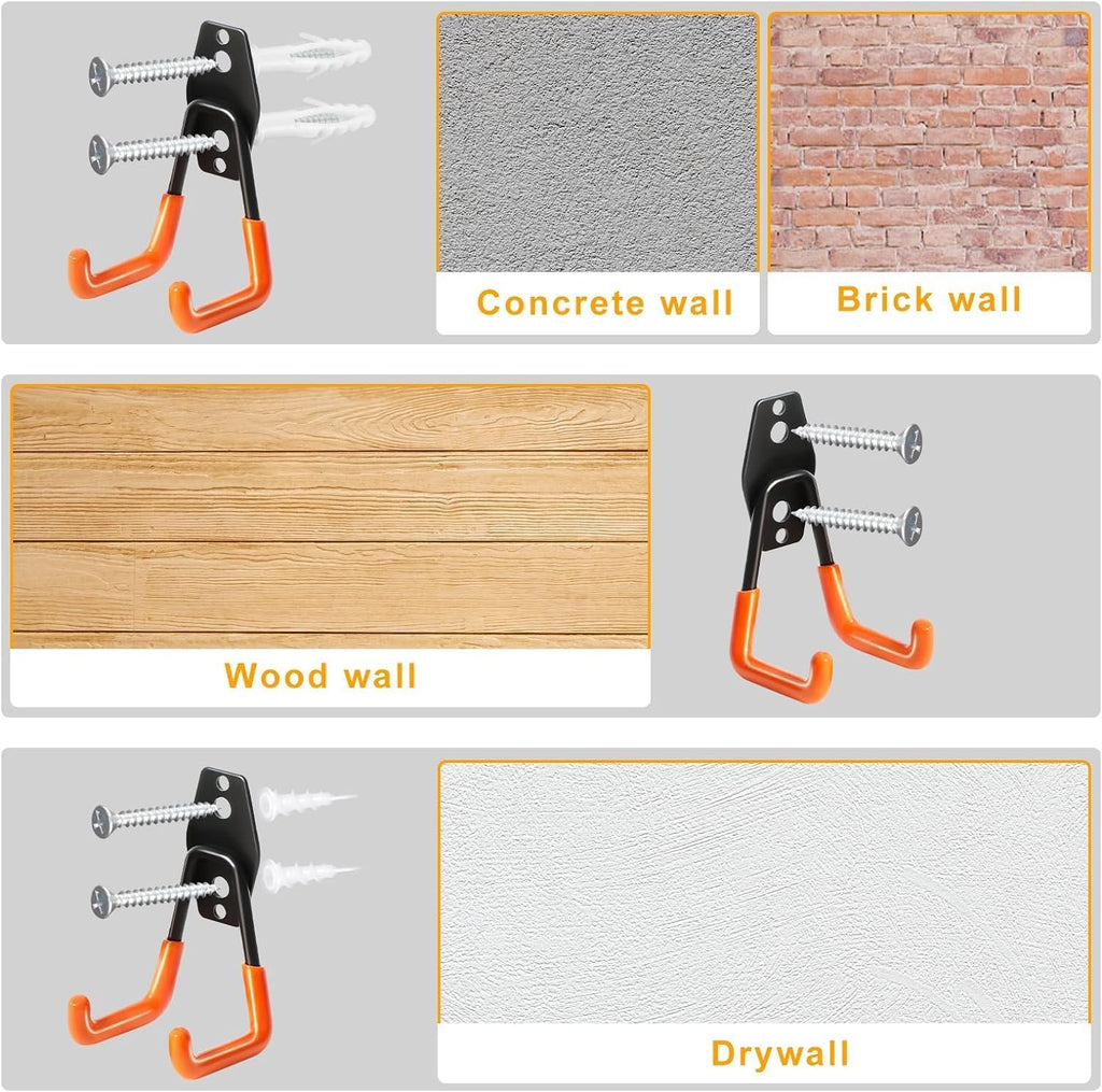 28 Pack Steel Heavy Duty Garage Hooks Storage Hooks with Anti-Slip Coating, Utility Garage Wall Mount Hanger and Organizer for Bikes, Ladder, Rope, Broom, Shovel and Garden Power Tools (28, Orange)