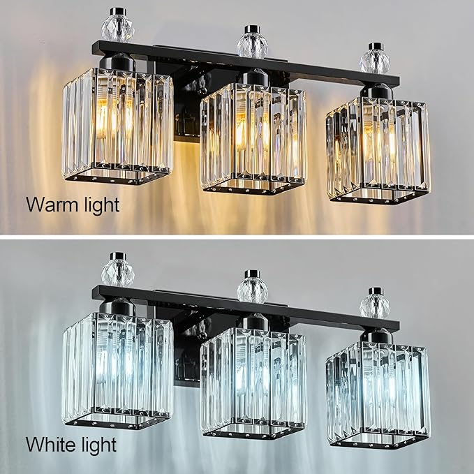 FDPBY Black Bathroom Vanity Lights Crystal Vanity Light Bathroom Lighting