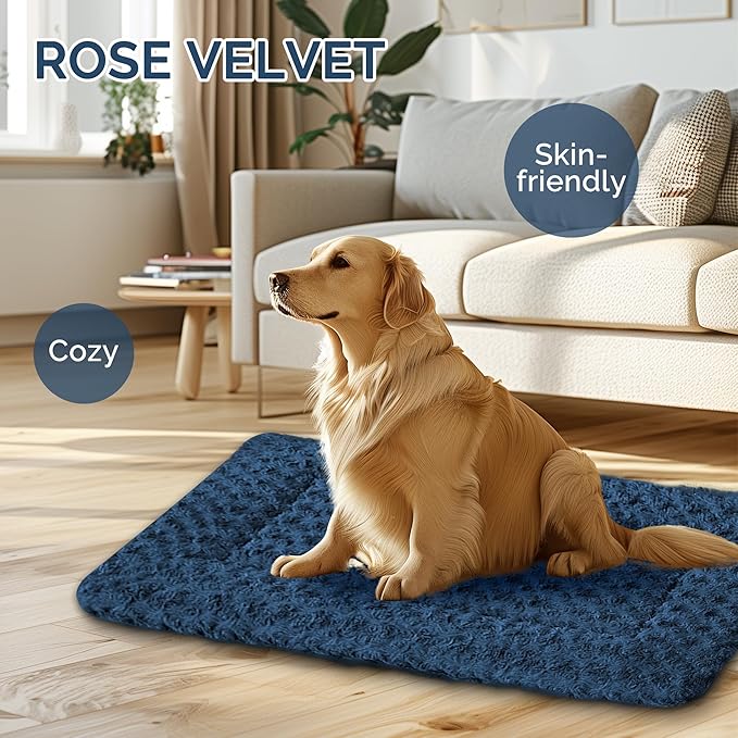 Dog Beds Crate Pad, Dog Bed Mat for Large Dogs Sleeping, Soft, Durable, Washable & Anti-Slip Crate Pads, Reversible Kennel Mat L(35”*23“*1.5”)