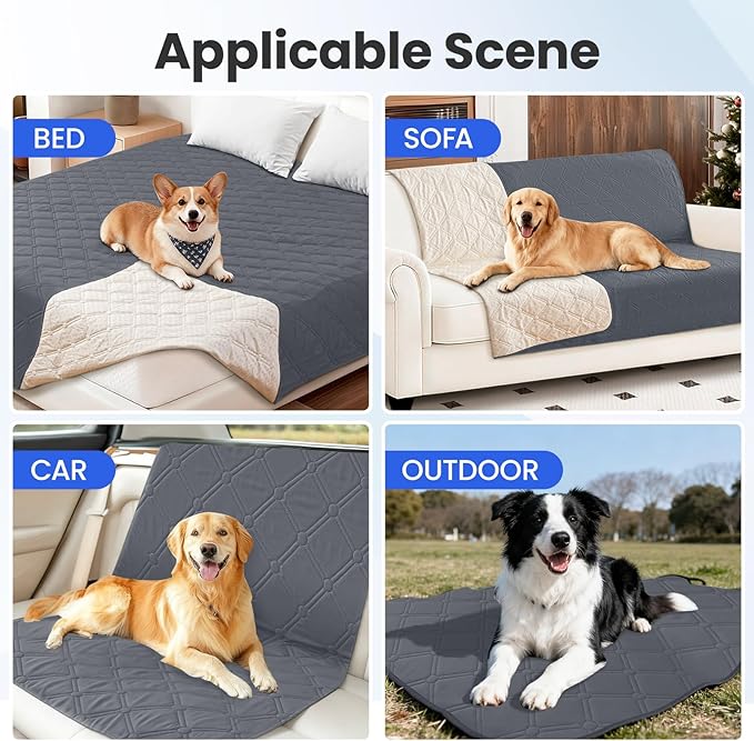 CYCMACO Waterproof Couch Covers for Pets, Waterproof Dog Bed Cover, Anti-Slip Soft Dog Blankets, Couch Cover for Dogs Washable, Pet Blanket for Puppy Large Dogs Cat (82x102 Inch, Dark Grey)