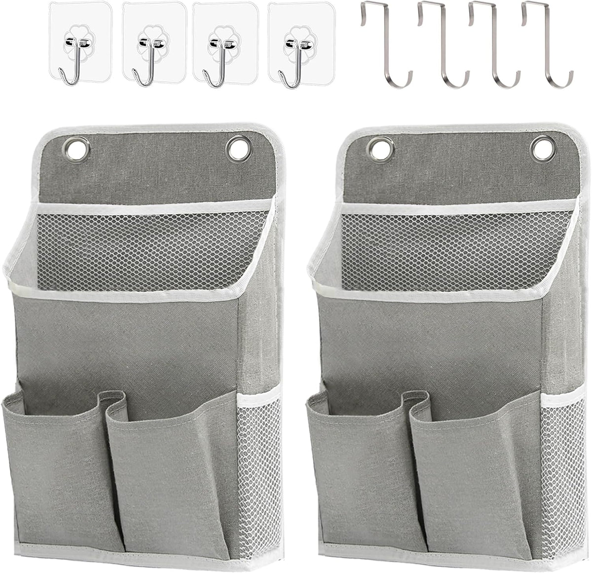 Hanging Basket for Organizing, Wall Organizer with Pockets and Over The Door Organizer，Can for Home, Closet, Office and Camper (2 Grey)