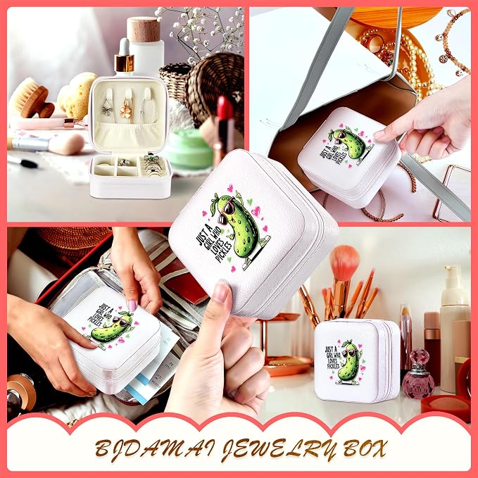 Pickle Jewelry Box, Gifts For Kids Teens Girls, Pickle Lovers Stuff Items Accessories Things Merchandise Decor Merch, Travel Ring Earrings Necklace Organizer Holder!