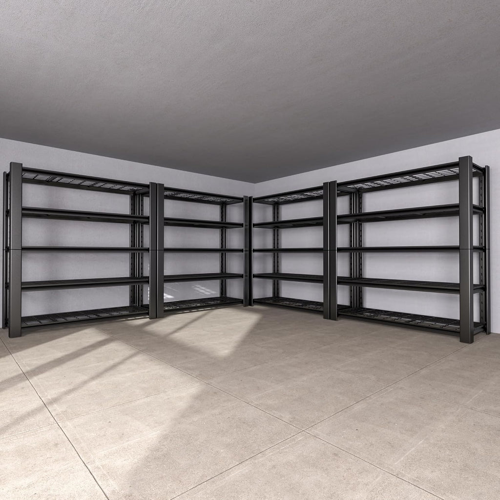 5-Tier Heavy Duty Garage Shelving Unit with Wire Shelves,3000 LBS Capacity Metal Storage Rack 76"H x 60"W x 24"D,Adjustable Boltless Steel Shelves for Garage,Basement,Pantry,Warehouse.4 Pack