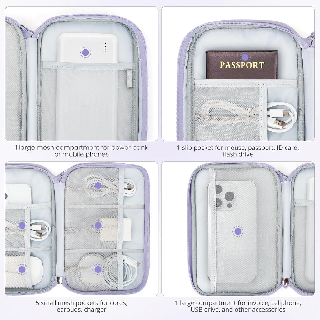 Skycase Tech Pouch - Lightweight Electronics Organizer Travel Case, Double Layers Travel Cable Organizer, All-in-One Storage Bag for Charger, Cord, Phone, Flash Drive, Accessories