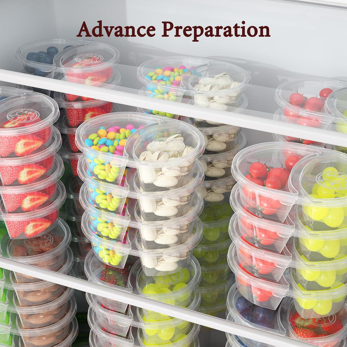 40pcs Reusable Snack Containers with Lids, 2 Compartment Snack Pack Containers for Fruits Candy Sauce Spices