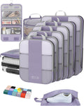 10 Set Compression Packing Cubes for Travel Essentials,Compressible Expandable Packing Cubes for Suitcase,OlarHike Luggage Organizer Bags for Travel,Handy Helper for Organizing Clothes(Purple Gray)
