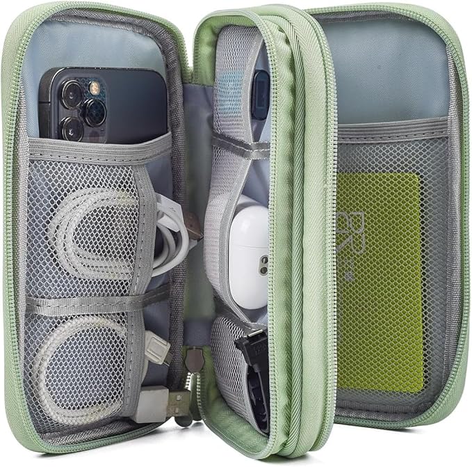 Electronic Organizer Travel Cable Accessories Bag,Electronic Organizer Case,Electronic Accessories Organizer Bag for Power Bank, Charging Cords, Chargers, Mouse, USB Cable, Earphones (Mint Green)