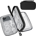 Electronics Organizer Travel Case,Electronic Accessories Storage Bag,Portable Waterproof Cable Organizer Bag,Travel Cord Organizer Bag for Small Charging Cord Storage,Cables,SD Card-Black