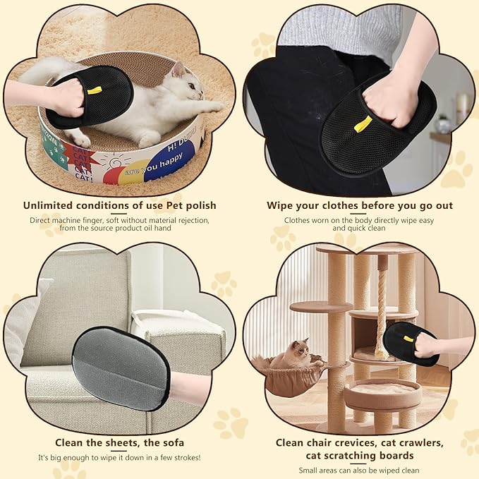 3pcs Pet Hair Removal Glove for Cats & Dogs, 2025 New Upgrade Efficient Grooming Gloves for Pet Hair, Reusable Cat Dog Electrostatic Hair Remover Grooming Glove Tool