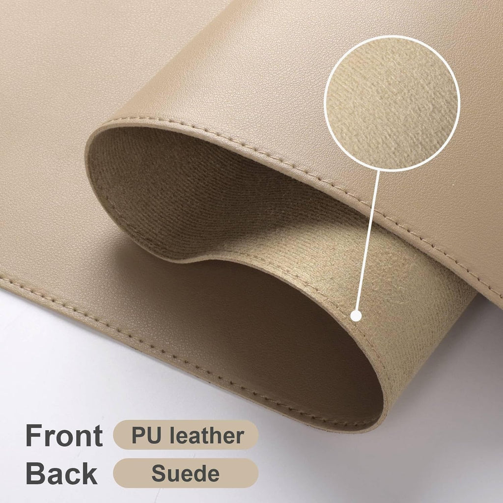 DAWNTREES Desk Mat Protector,PU Leather Desk Pad,Non Slip, Large Mouse Pad and Keyboard Mat, Waterproof Writing Pad for Office and Home (Beige)