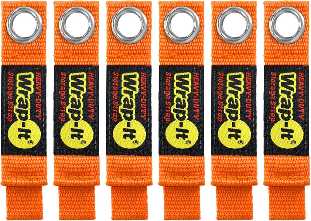 Heavy-Duty Wrap-It Storage Straps - 7-inch (6-Pack) Blaze Orange - Garage Organizer and Appliance Cord Holder for Home Storage Essentials